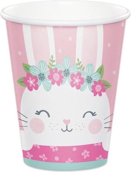 Roze Feestbekers Konijn (8st)