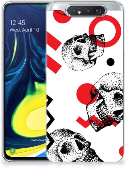 Silicone Back Case Samsung Galaxy A80 Skull Red