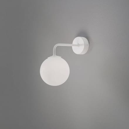 Wandlamp ASTRAL 1 met bol van matglas - Sollux Lighting - IP20 - Wit staal/glas behuizing - 12 x 22 x 21 cm - 1 x G9 LED, exclusief lichtbron - Max. 8 W - Minimalistische wandlamp voor gang, hal en keuken