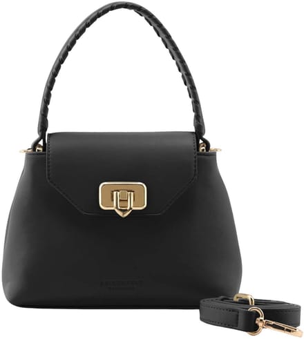 SEIDENFELT MANUFAKTUR handtas schoudertas Lilla Edet Top Handle Bag Black zwart