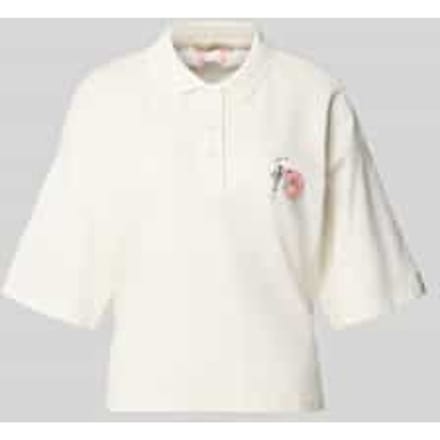 Kort poloshirt met siersteentjes