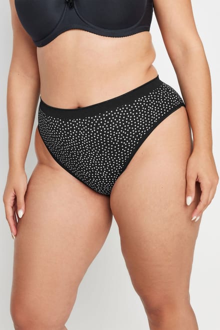 Yours 5 Pack Hoogopgesneden Slips Van Katoenmix In Zwart/Wit Size 66-68