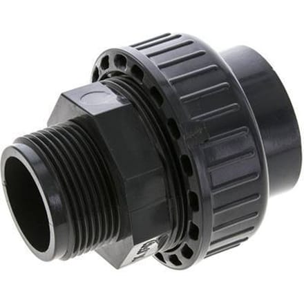 PVC Rechte Lijmmof 40mm x Buitendraad R 1 1/4'' EPDM