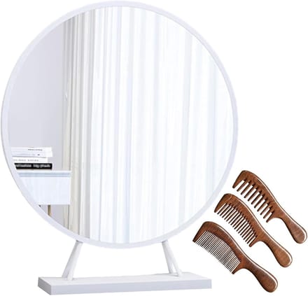 Ronde make-upspiegel - Kaptafel spiegel - Schoonheid verzorging - Stabiele A-frame basis - 30 cm - Wit