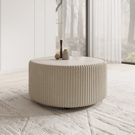 Meubella - Marano - Salontafel - Fluffy ribstof beige