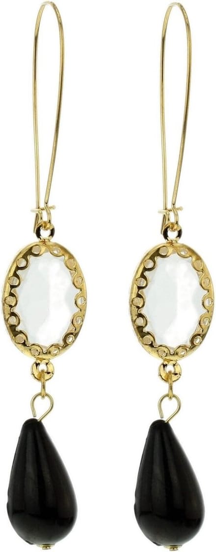 Behave - Oorbellen hanger lang - Zwart accent - Elegant avondstijl