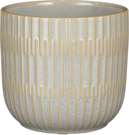 Mica Decorations Plantenpot/bloempot - keramiek - lichtgrijs - D12.5/H11 cm