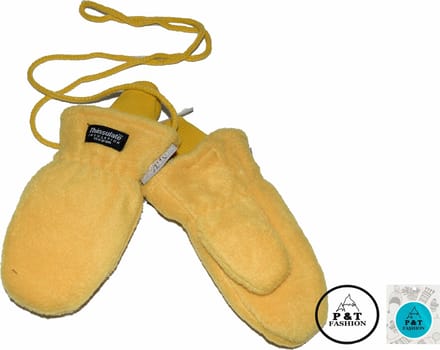 P&T Wanten Kinderen met Touwtje - Fleece - Thinsulate Voering - Oker - 4-5j