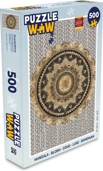 Puzzel Mandala - Bloem - Goud - Luxe - Bohemian - Legpuzzel - Puzzel 500 stukjes