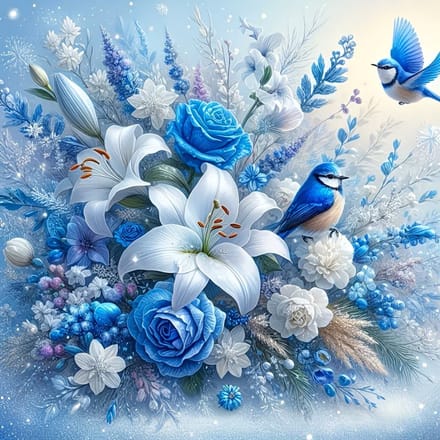 40x40cm Diamond Painting vogeltjes bloemen nr 585