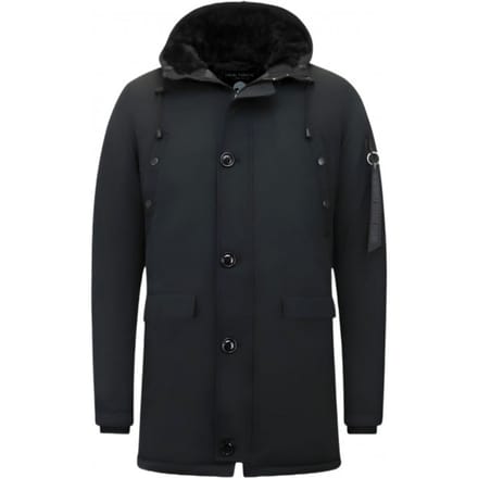 Lange Winterjas Heren - Heren Parka Winterjas - 7103 - Zwarte Jas Heren