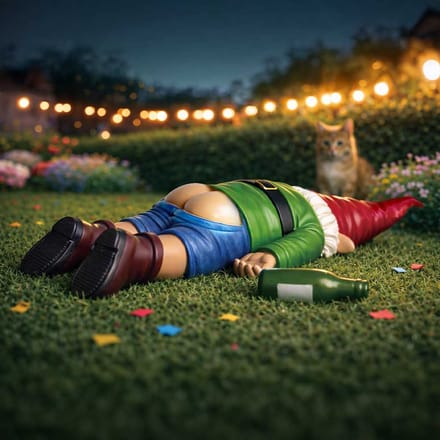 MikaMax Drunken Gnome Passed Out - Grappige Resin Tuinkabouter voor Tuin, Bar en Mancave