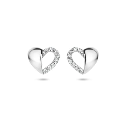 Zilver Gerhodineerd Oorknoppen Hart Zirkonia 1335073