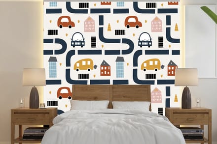 Behang - Fotobehang Design - Jongens - Auto - Kinderen - Breedte 220 cm x hoogte 220 cm