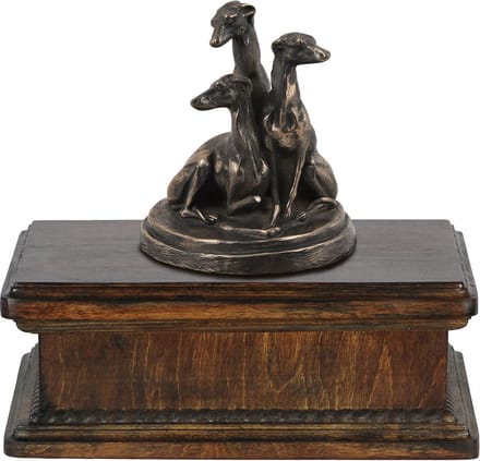 Elegante urn voor hondenas met whippet beeldje
