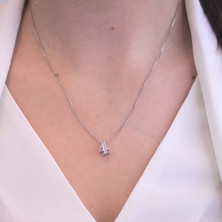 Nummer 4 hangers - Zilver en kristal