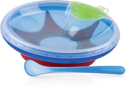 Nûby - Warmhoudbord met zuignap en lepel - 3m+ - Blauw