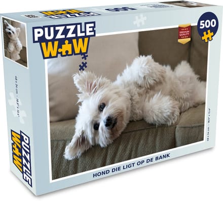 Puzzel Hond die ligt op de bank - Legpuzzel - Puzzel 500 stukjes