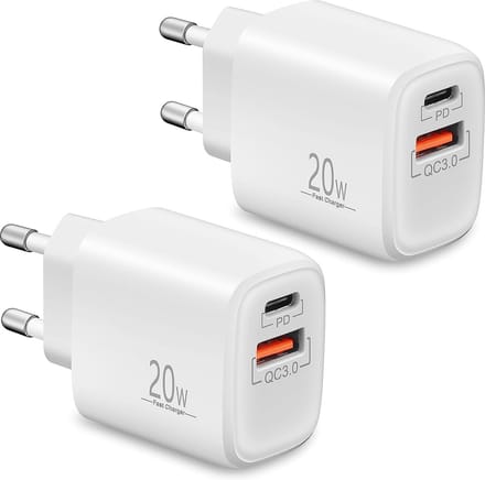 2x usb C Adapter - Oplader usb - Oplaadstekker 20w - Usb-C Snellader - Universeel