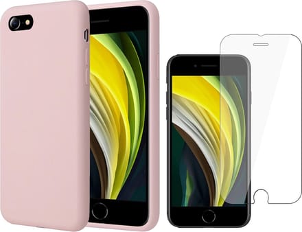 Hoesje geschikt voor iPhone SE 2022 / 2020 / 8 / 7- Liquid Siliconen Case Roze - Screenprotector Glas Screen Protector