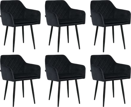 Lina® Noble Eetkamerstoelen - Zwart - Set van 6 - Velvet