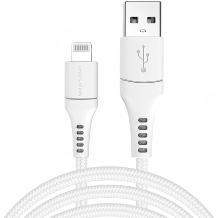 imoshion geschikt voor Lightning naar USB kabel - MFi certificering - Gevlochten textiel - 3 meter - Wit