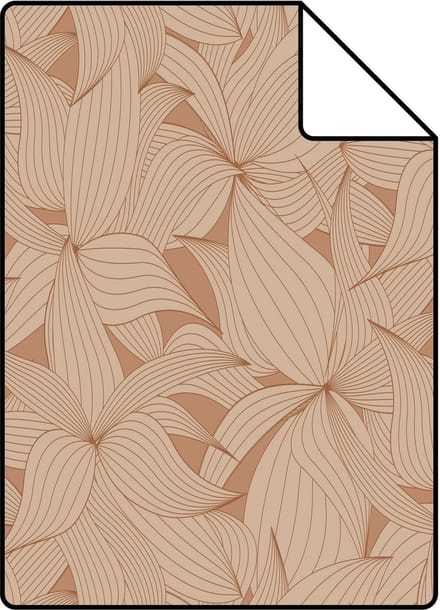 Proefstaal ESTAhome behang getekende bladeren terracotta - 26.5 x 21 cm - 139499-S