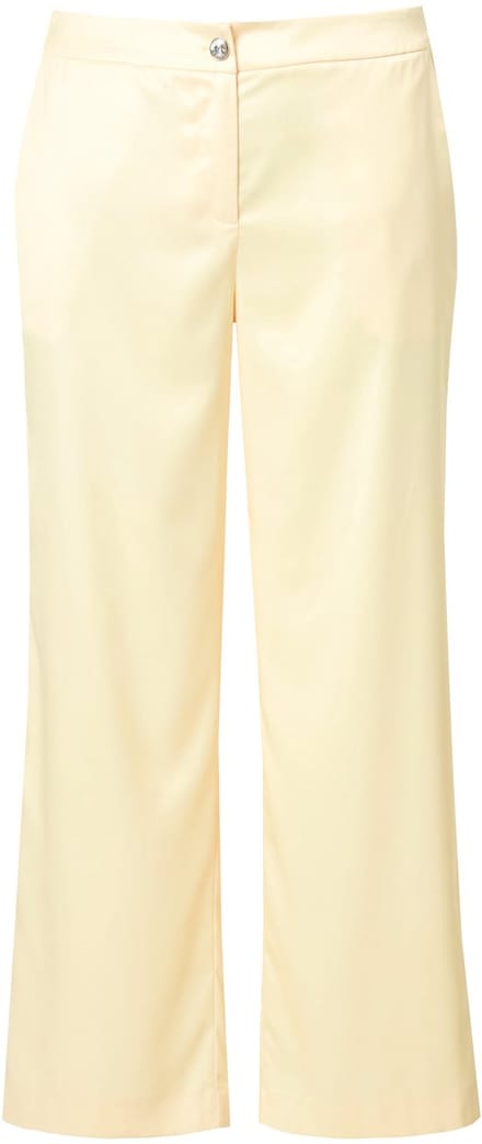 Ulla Popken - Dames - Broek Mary wijde rechte pijpen elastische tailleband - Bleekgeel - Maat 44