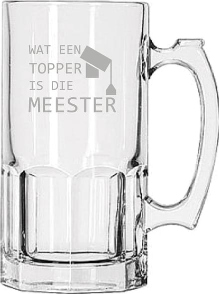 Gegraveerde Bierpul 1ltr Wat een topper is die meester