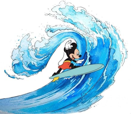 Fotobehang - Mickey Surfing 300x280cm - Vliesbehang
