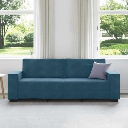 vidaXL - Driezitsbank - 220x78x84 - cm - fluweel - blauw