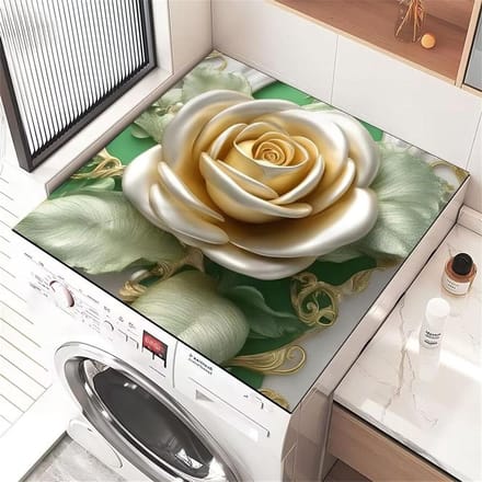 Wasmachine Top Protector - Droger Mat - Apparaten Beschermen - Snel Absorberend - 80x120cm - Groen Blad