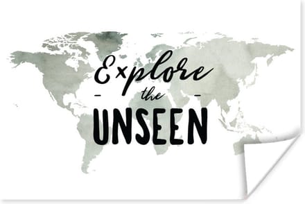 Poster Wereldkaart - Wit - Quote - 30x20 cm