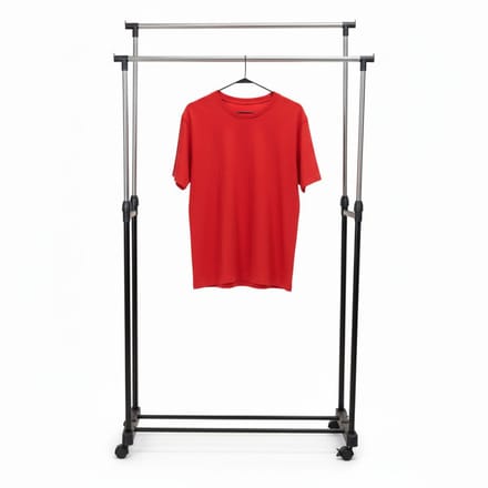 Storage Solutions Mobiel Kledingrek - op wieltjes - dubbele stang - verstelbaar - 160 cm - metaal