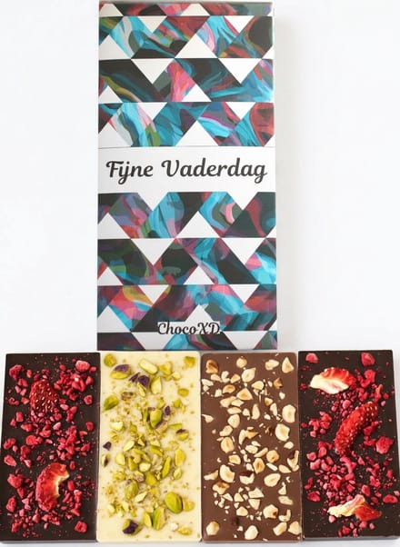 Vaderdag chocoladecadeau - Vaderdag geschenk - Chocola voor Papa - Fairtrade Chocolade - Brievenbuspakket - Handgemaakte kado