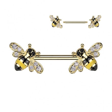 Tepelpiercing Bijtje aan beide uiteinden 1.6x14 - goud - LMPiercings