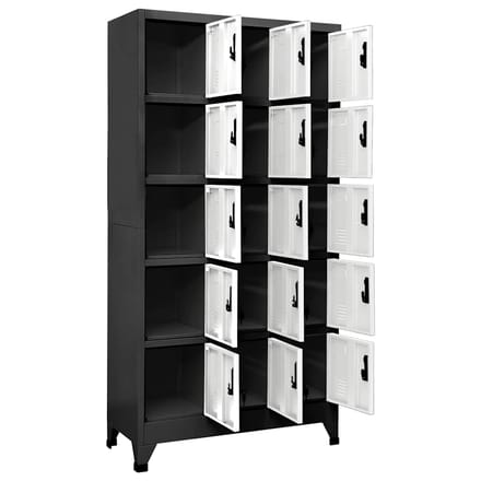 vidaXL - Lockerkast - 90x40x180 - cm - staal - antracietkleurig - en - wit