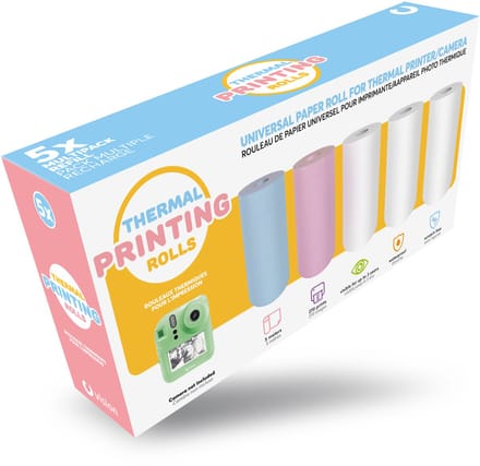 Vision Products Universele navulling papierrollen 5 stuks (57 x 30 mm) voor Kindercamera met Printer en Pocket Printer