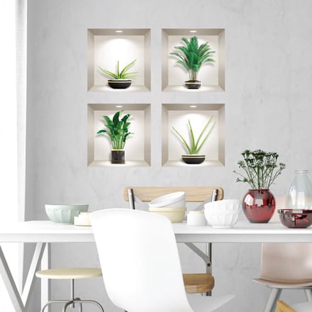 3D-effect stickers van palmbomen, bananenbomen en andere planten, 60 x 60 cm