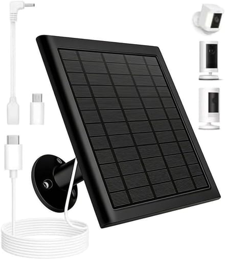 Zonnepaneel Kit - Buitenlader - Camera Opladen - IP65 Waterdicht - 10ft Kabel - Zwart