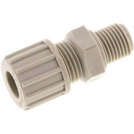 10x8mm & G1/4'' PP Rechte Knelfitting Buitendraad 10bar