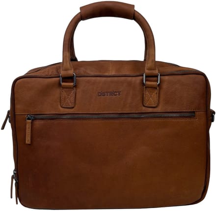 DSTRCT Preston Park Dames & Heren laptoptas - 17 inch - Werktas A4 - Leer - Cognac