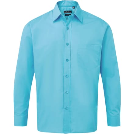 Premier Heren Popeline Overhemd Met Lange Mouwen (Turquoise)