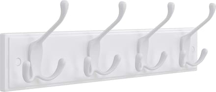 MIRA Home - Kapstok - Wandkapstok met 4 haken - Landelijk - Hout - Wit - 40x11x7 cm