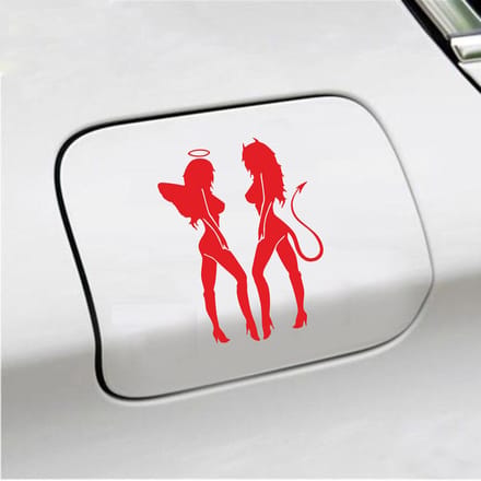 Bumpersticker - Engeltjes - 14 X 10 - Rood