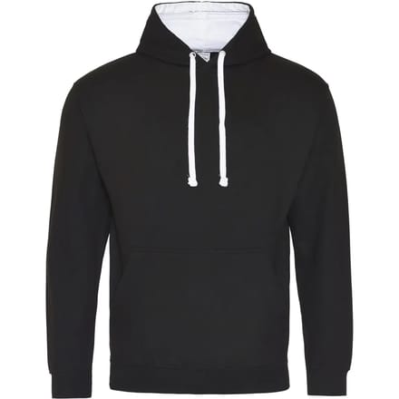 Just Hoods Varsity Hoodie JH003 - JET BLACK/ARCTIC WHITE - S