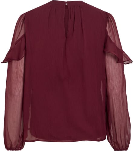 VILA - VIELLY L/S FLOUNCE TOP - NOOS - Dames - Blouses
