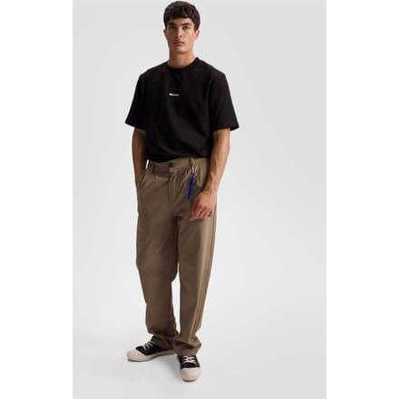 Heren Relaxed Fit Plissé Rechte Pantalon