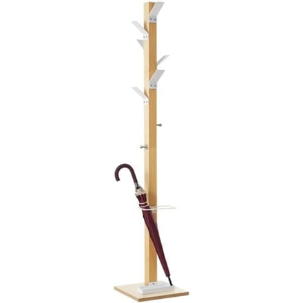 Staande kapstok Easycloth, van massief hout, met parapluhouder, wit