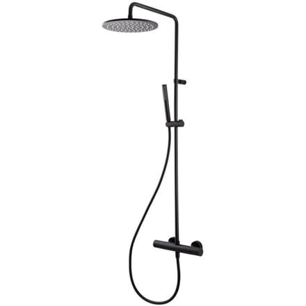 Herzbach DEEP BLACK shower column with exposed shower thermostat 23.988250.1.12